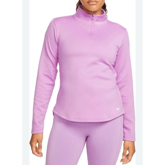 NIKE WOMEN'S THERMA FIT TRAINING ½ ZIP TOP SHIRT PINK - Picture 1 of 7